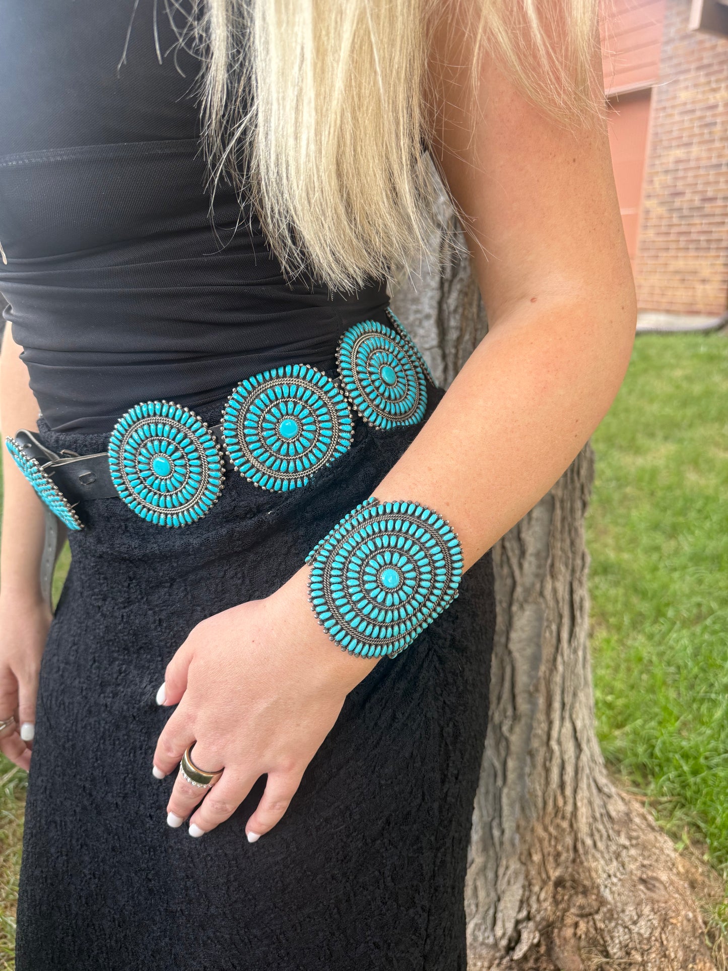 Statement Zuni Turquoise and Sterling Silver Set