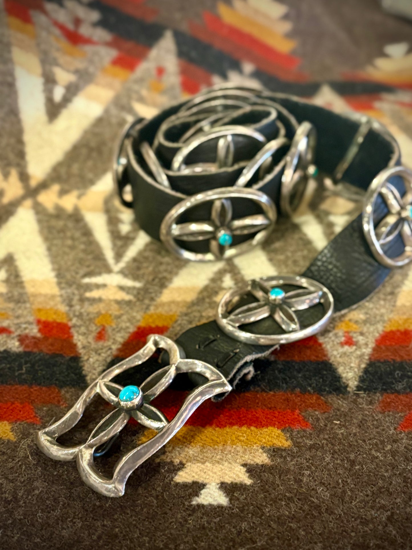 Vintage Sandcast Turquoise Concho Belt