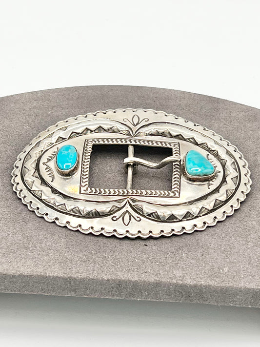 Two Stone Sterling Silver Buckle
