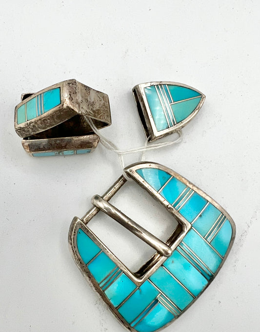 Vintage Turquoise Inlay Buckle