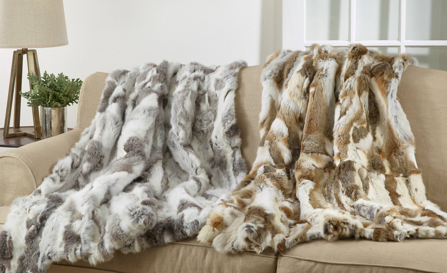 Rabbit Fur Throw - Grey