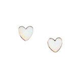 Heart White Opal Post Earrings