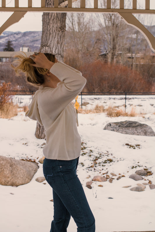 Cashmere Relaxed Fisherman Hoodie - Cream