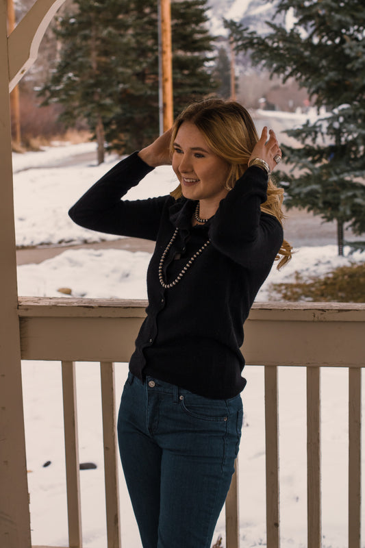 Cashmere High Neck Sweater - Black